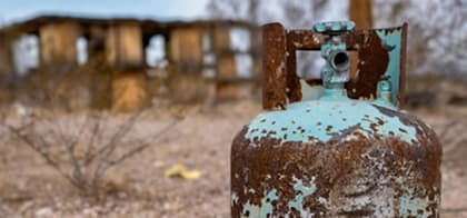 Rusty propane cylinder